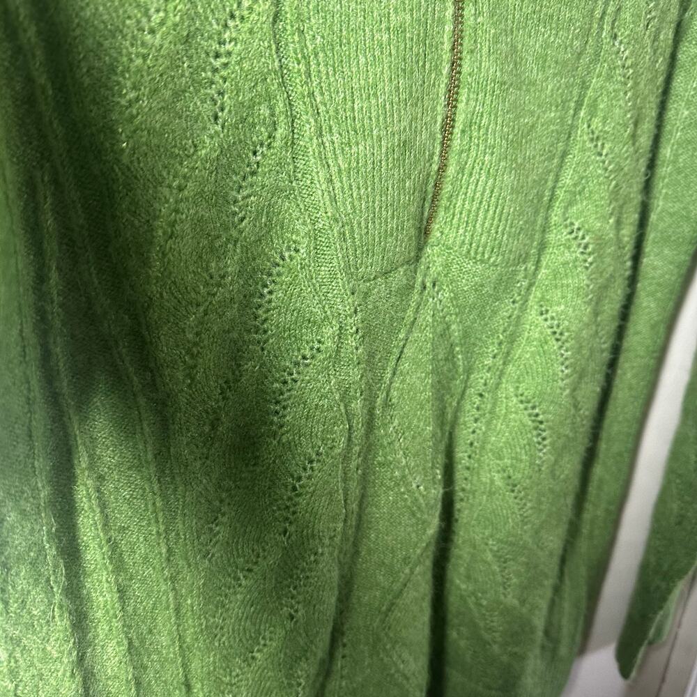 Talbots Women's Green Cable Knit Quarter Zip Collared Sweater Size Small - Picture 4 of 7